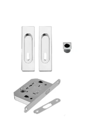 Kit scorrevole rettangolare foro chiave cromo satinato con serrature 754100032 Ultimissimo Modello