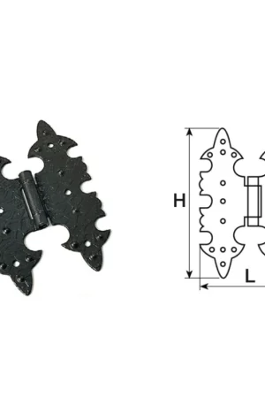 Cerniera in ferro a farfalla nera H=96 L=67 01.4096000003 Ultima Occasione