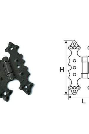Cerniera in ferro a farfalla piccola nera H=70 L=38 01.4102000003 Prezzo Conveniente
