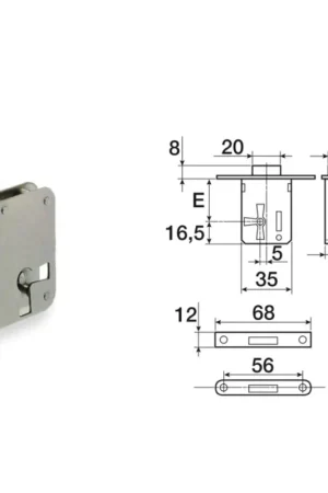 Serratura da infilare E.35 destra in ottone per antine 02.0012003531 Nuova Collezione