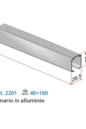 Offerta Speciale Binario superiore in alluminio grezzo per Anta - Porta scorrevole 30.5x28.5