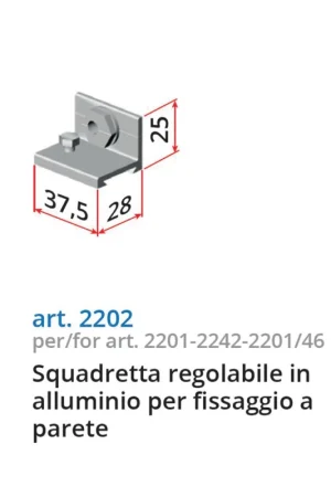Offerta Lampo Squadretta regolabile per il fissaggio a parete dei binari 2201-2242 in allumino grezzo