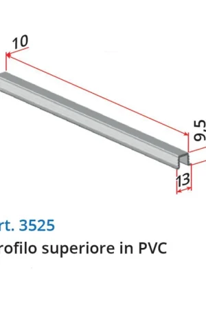 Ultima Occasione Binario superiore in PVC per sistemi scorrevoli art. 3525 argento  Villes Serie 2100