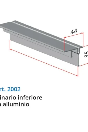 Professionale Binario inferiore in alluminio grezzo per mobili con ante scorrevoli sovrapposte regolabili Villes serie 2300