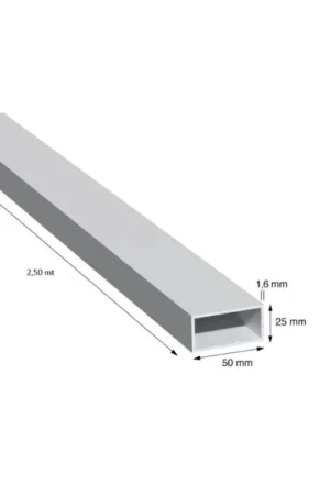 Tubo rettangolare 50x25x16 - Argento - 2.5ML Compra Online