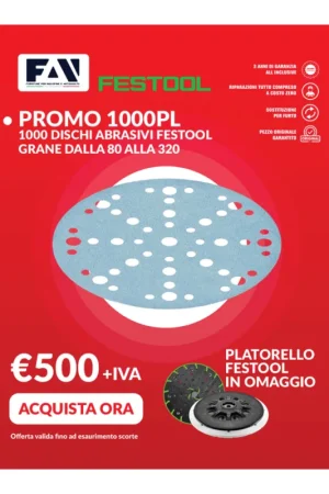 Subito Disponibile Promo 1000 Dischi Abrasivi Festool Granat d.150 + Platorello Festool Omaggio