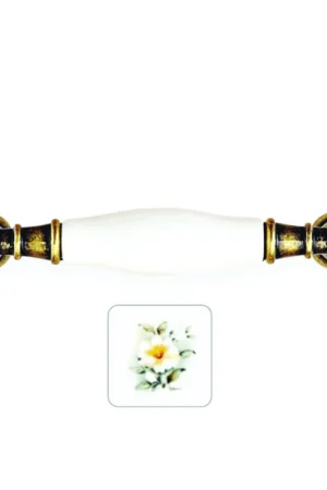 Maniglia in porcellana avorio int.96 con fiore Bianco Must-Have