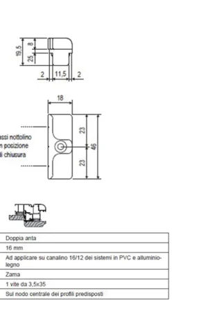 Acquista Ora Incontro top nottolino per pvc e alluminio/legno canalino 16/12