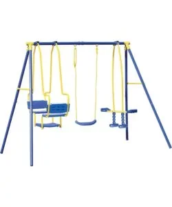Altalena per bambini essenza "5 misura" con seggiolino, cavalluccio e gondola in acciaio e plastica colore blu 270x142x182 cm Economico