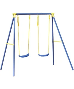 Altalena doppia per bambini essenza "2 misura" in acciaio e plastica colore blu 209x142x182 cm Non Perdere