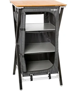 Armadio da campeggio pieghevole brunner "mercury cross ls sq" in alluminio e poliestere grigio 3 ripiani 60x49x100 cm Novità
