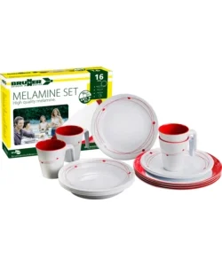 Ultime Pezzi Set 16 stoviglie da campeggio brunner "cosmic" in melamina antiscivolo