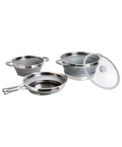 Ultimissimo Modello Set pentole da campeggio collassabili brunner "volcano pasta al volo" in plastica e acciaio inox