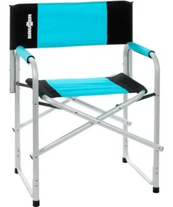 Ultimissimo Modello Sedia da campeggio brunner "bravura" in alluminio e poliestere nero e azzurro 60x47x46/83 cm