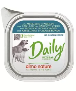 Alimento umido per cani almo nature "daily" con merluzzo e fagiolini 300 gr Offerta Speciale