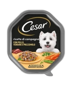 Alimento umido per cani cesar "ricette di campagna" con pollo, verdure e prezzemolo 150 gr Popolare