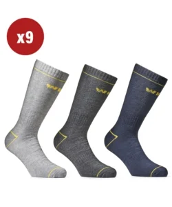 Subito Disponibile 9 paia calza corta invernale da lavoro anti-infortunistica "wrk06" colore assortito, tg 39/42 - wrk