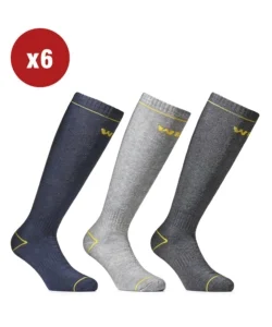 Economico 6 paia calza lunga invernale da lavoro anti-infortunistica "wrk08" colore assortito, tg 39/42 - wrk