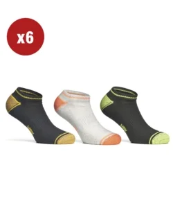 Compra Online 6 paia calza fantasmino da lavoro anti-infortunistica "wrk03" colore fluo, tg 43/46 - wrk