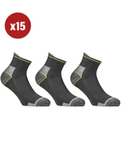 Economico 15 paia calza cortissima da lavoro anti-infortunistica "wrk04" colore nero, tg 39/42 - wrk