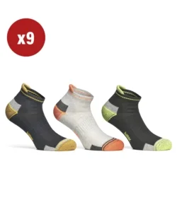 9 paia calza cortissima da lavoro anti-infortunistica "wrk04" colore fluo, tg 43/46 - wrk Affare