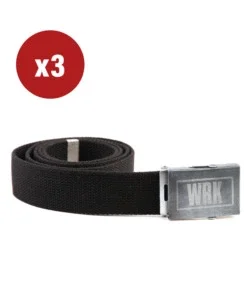 3 pezzi cintura da lavoro "wrk104" con fibbia in acciaio colore nero, tg unica Ultime Pezzi