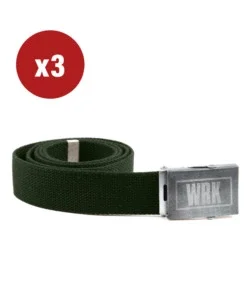 3 pezzi cintura da lavoro "wrk104" con fibbia in acciaio colore verde militare, tg unica Reso Gratuito