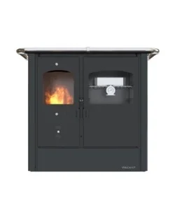 Cucina a legna con forno vulcania "atena" nero 8,35 kw Nuovo Arrivo