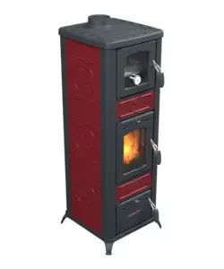 Stufa a legna con forno vulcania "rina" bordeaux 6,1 kw Esclusivo