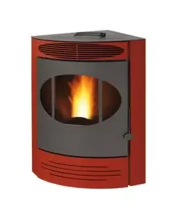 Stufa a pellet angolare ventilata caris "gemma" bordeaux 10,5 kw Di Tendenza