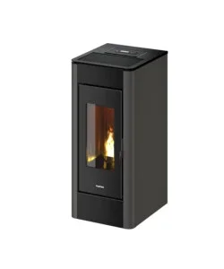 Consegna Rapida Stufa a pellet canalizzata ermetica freepoint "indaco" antracite 10,5 kw