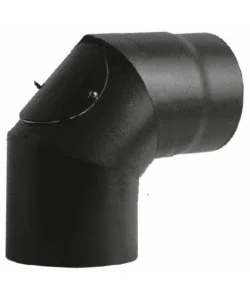 Tubo curva 90° con ispezione legna nero smaltato, 130 mm Must-Have
