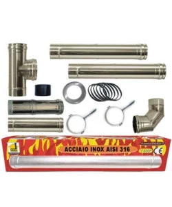 Economico Kit stufa a pellet in acciaio inox, tubo da 80 mm