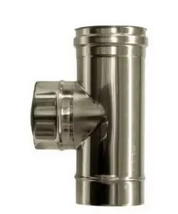 Tubo raccordo a tee 90° ridotto a 80 parete doppia inox, dn 130/180 Occasione