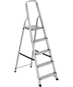 A Buon Prezzo Scala alluminio essenza "everest" con 5 gradini e portata massima 150 kg 91x45x159 cm