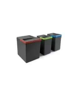 3 contenitori in plastica grigio antracite, 1x15 lt 2x7 lt Ultima Occasione