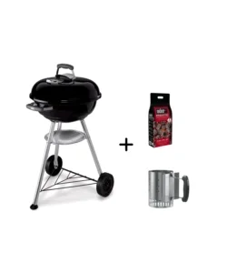 Barbecue a carbone weber "compact kettle" + ciminiera + bricchetti con griglia 47 cm Compra Adesso