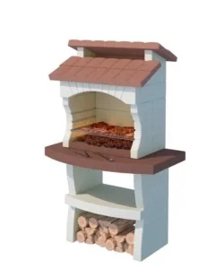 Barbecue a legna o carbonella in graniglia di marmo "alicante", 114x70x182 cm - linea vz Promozione Esclusiva