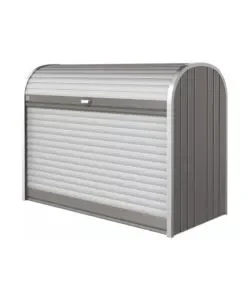 Baule da esterno a serrande impermeabile biohort "storemax 160" in acciaio zincato grigio quarzo metallizzato 1200 lt 163x78x120 cm - cod. 70010 Soddisfatti O Rimborsati