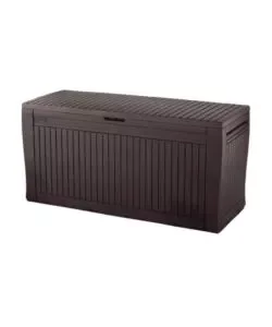 Baule da esterno con rotelle keter "comfy" in resina marrone 270 lt 116,7xx44,7x57 cm Occasione