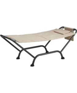 Amaca da esterno essenza "maldive" con supporto in acciaio e pvc colore beige 230x98x82 cm Scelto Dai Clienti