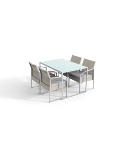 Ultimissimo Modello Set da esterno essenza "bilbao" con tavolo e 4 sedie colore bianco