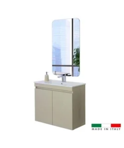 A Buon Prezzo Mobile bagno sospeso "pastello" tortora con 2 ante, 80x37x69 cm