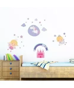 Adesivo murale "happy fairies" - le fate felici. Di Tendenza