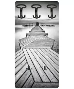 Attaccapanni "pontile" in legno 5 ganci 45x90x1 cm Promozione