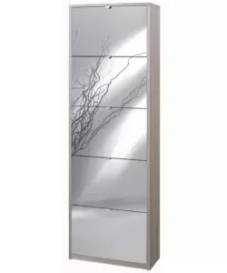 Ultimissimo Modello Scarpiera olmo con 5 ante a specchio, 63x29x190 cm