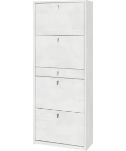 Vendita Finale Scarpiera bianca con 4 ante e 1 cassetto, 63x29x164 cm