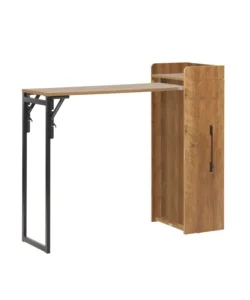 Banco bar porta bottiglie con tavolo estraibile nero e legno scuro, 122x44,5x108 cm Nuova Collezione