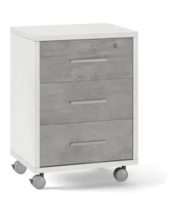 Acquista Ora Cassettiera per scrivania 3 cassetti su ruote finitura ossido bianco cemento