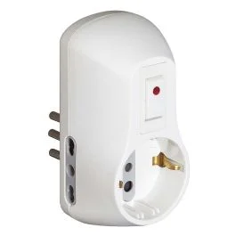 Di Tendenza Bticino Adattatore safe 1 presa standard tedesca e 2 prese 10a con interruttore di sicurezza - bianco